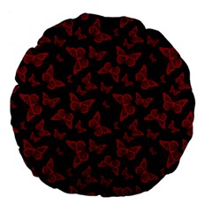 Red And Black Butterflies Large 18  Premium Flano Round Cushions by SpinnyChairDesigns