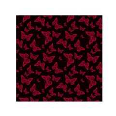 Red And Black Butterflies Small Satin Scarf (square) by SpinnyChairDesigns