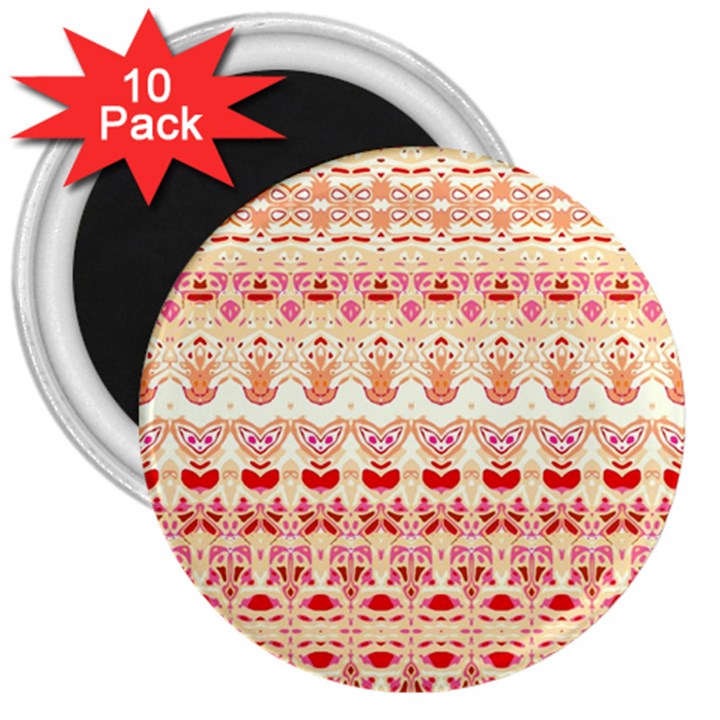 Boho Red Gold 3  Magnets (10 pack) 