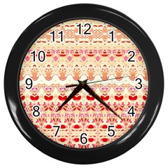 Boho Red Gold Wall Clock (black) by SpinnyChairDesigns