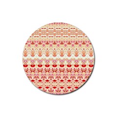 Boho Red Gold Rubber Coaster (round)  by SpinnyChairDesigns