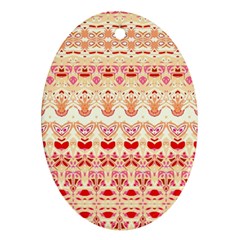 Boho Red Gold Oval Ornament (two Sides) by SpinnyChairDesigns