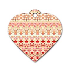 Boho Red Gold Dog Tag Heart (one Side) by SpinnyChairDesigns