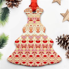 Boho Red Gold Christmas Tree Ornament (two Sides) by SpinnyChairDesigns