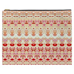 Boho Red Gold Cosmetic Bag (xxxl) by SpinnyChairDesigns