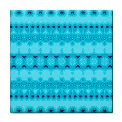 Boho Aqua Blue Tile Coaster