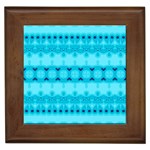 Boho Aqua Blue Framed Tile Front