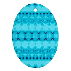 Boho Aqua Blue Ornament (Oval)