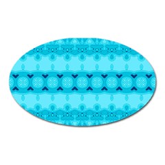 Boho Aqua Blue Oval Magnet by SpinnyChairDesigns