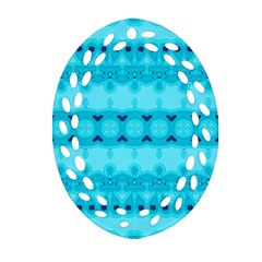 Boho Aqua Blue Ornament (oval Filigree) by SpinnyChairDesigns