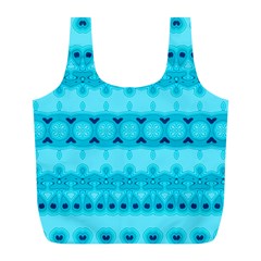 Boho Aqua Blue Full Print Recycle Bag (L)