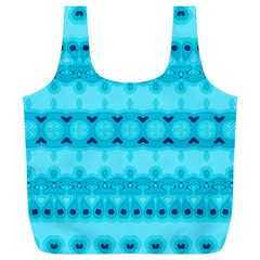 Boho Aqua Blue Full Print Recycle Bag (XL)