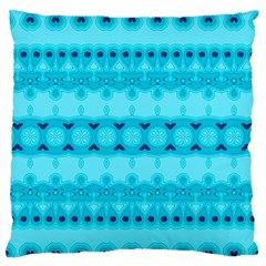 Boho Aqua Blue Large Flano Cushion Case (One Side)