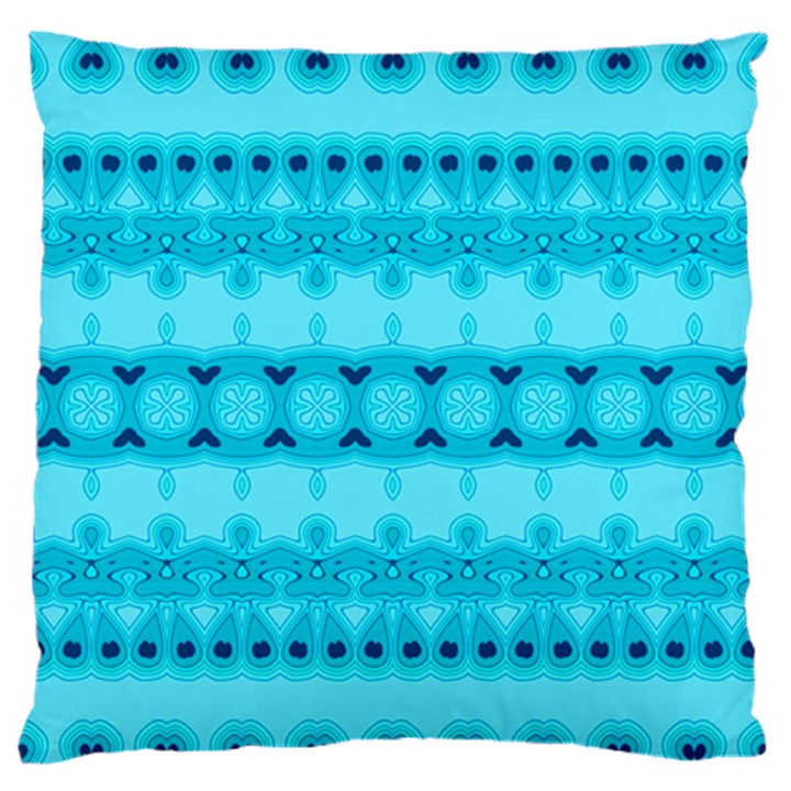 Boho Aqua Blue Large Flano Cushion Case (Two Sides)