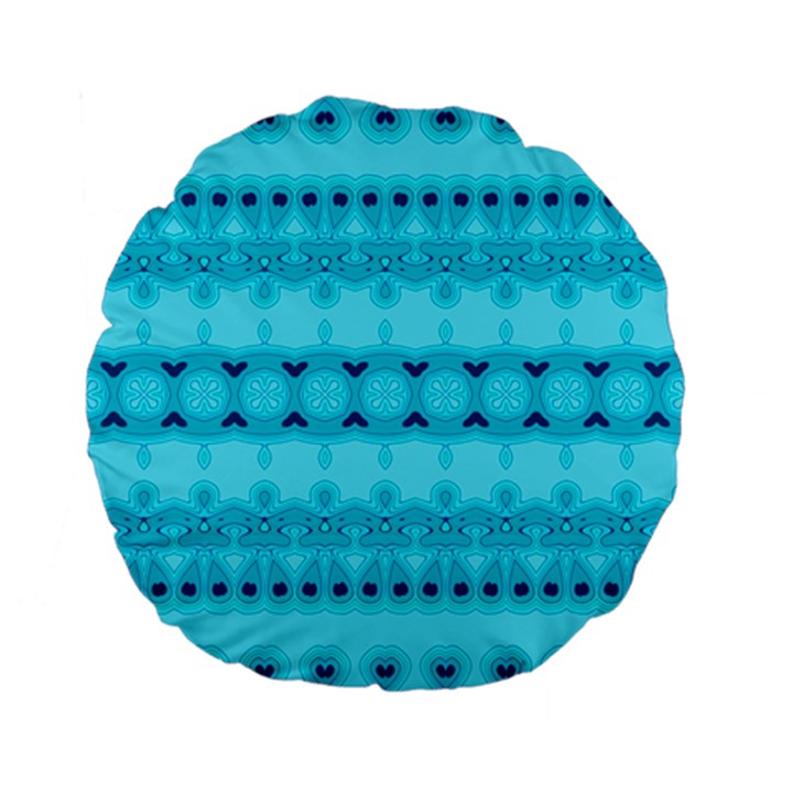 Boho Aqua Blue Standard 15  Premium Flano Round Cushions