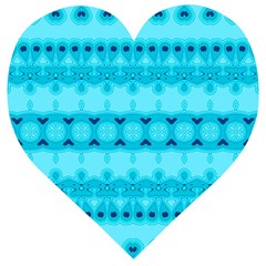 Boho Aqua Blue Wooden Puzzle Heart