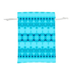 Boho Aqua Blue Lightweight Drawstring Pouch (S)