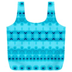 Boho Aqua Blue Full Print Recycle Bag (XXL)