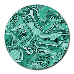 Biscay Green Swirls Round Mousepads by SpinnyChairDesigns