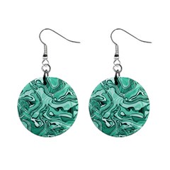 Biscay Green Swirls Mini Button Earrings by SpinnyChairDesigns