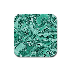 Biscay Green Swirls Rubber Coaster (square)  by SpinnyChairDesigns