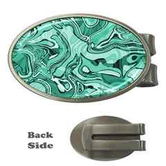 Biscay Green Swirls Money Clips (oval)  by SpinnyChairDesigns