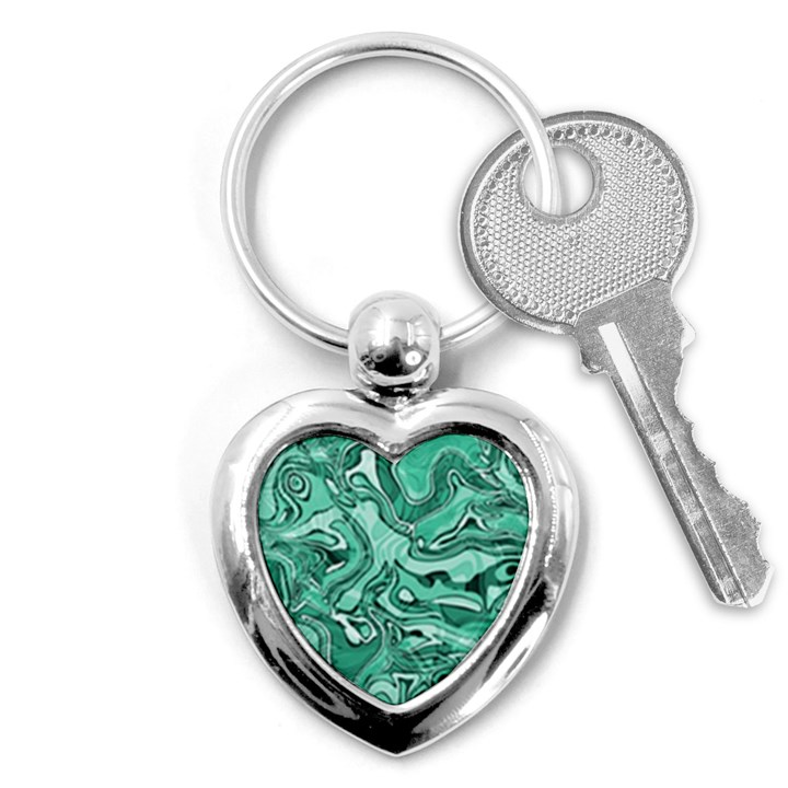 Biscay Green Swirls Key Chain (Heart)