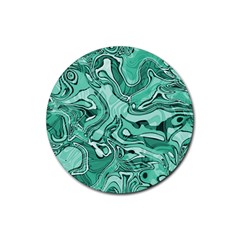 Biscay Green Swirls Rubber Coaster (round)  by SpinnyChairDesigns