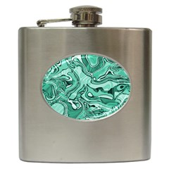 Biscay Green Swirls Hip Flask (6 Oz) by SpinnyChairDesigns