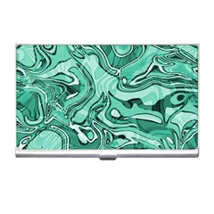 Biscay Green Swirls Business Card Holder by SpinnyChairDesigns