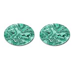 Biscay Green Swirls Cufflinks (Oval) Front(Pair)