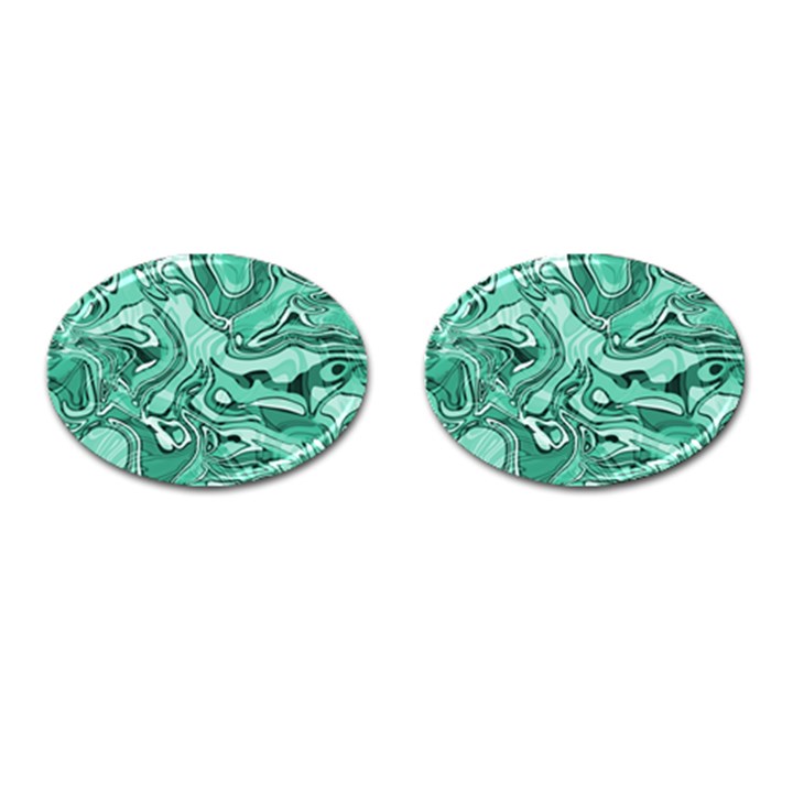 Biscay Green Swirls Cufflinks (Oval)