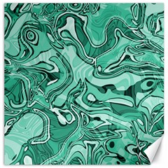 Biscay Green Swirls Canvas 16  X 16  by SpinnyChairDesigns