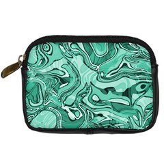 Biscay Green Swirls Digital Camera Leather Case by SpinnyChairDesigns