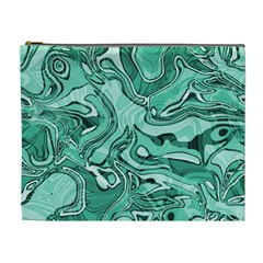 Biscay Green Swirls Cosmetic Bag (xl) by SpinnyChairDesigns