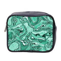 Biscay Green Swirls Mini Toiletries Bag (two Sides) by SpinnyChairDesigns