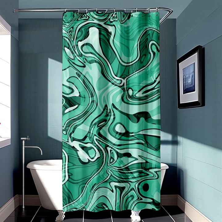 Biscay Green Swirls Shower Curtain 36  x 72  (Stall) 