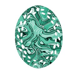 Biscay Green Swirls Ornament (oval Filigree) by SpinnyChairDesigns