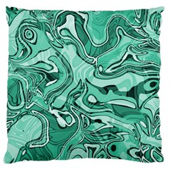 Biscay Green Swirls Large Cushion Case (one Side) by SpinnyChairDesigns