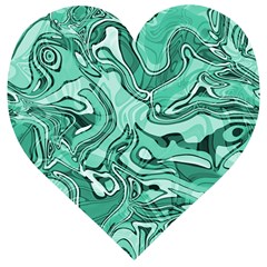 Biscay Green Swirls Wooden Puzzle Heart by SpinnyChairDesigns