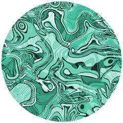 Biscay Green Swirls Wooden Puzzle Round by SpinnyChairDesigns