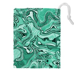 Biscay Green Swirls Drawstring Pouch (5xl) by SpinnyChairDesigns