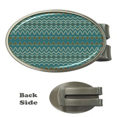 Boho Teal Green Stripes Money Clips (oval)  by SpinnyChairDesigns