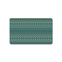 Boho Teal Green Stripes Magnet (name Card) by SpinnyChairDesigns