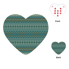 Boho Teal Green Stripes Playing Cards Single Design (heart) by SpinnyChairDesigns