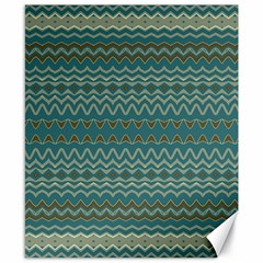 Boho Teal Green Stripes Canvas 8  X 10  by SpinnyChairDesigns