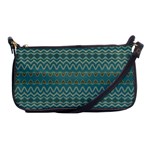 Boho Teal Green Stripes Shoulder Clutch Bag Front