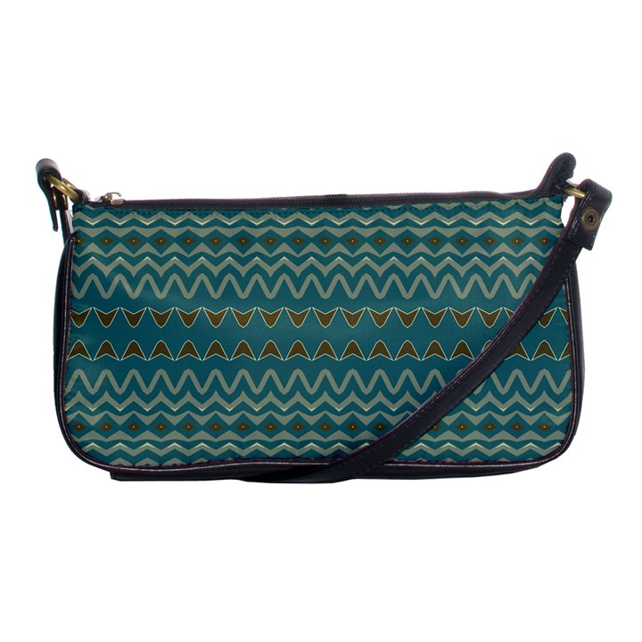 Boho Teal Green Stripes Shoulder Clutch Bag