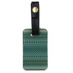 Boho Teal Green Stripes Luggage Tag (one side) Front