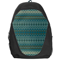 Boho Teal Green Stripes Backpack Bag by SpinnyChairDesigns